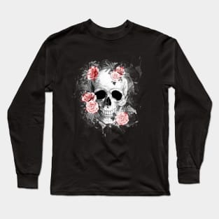 Tribe skull art design with roses Long Sleeve T-Shirt